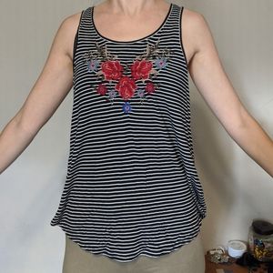 Striped embroidered shirt